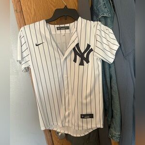 Nike Kids' White Jersey with Black Pinstripes